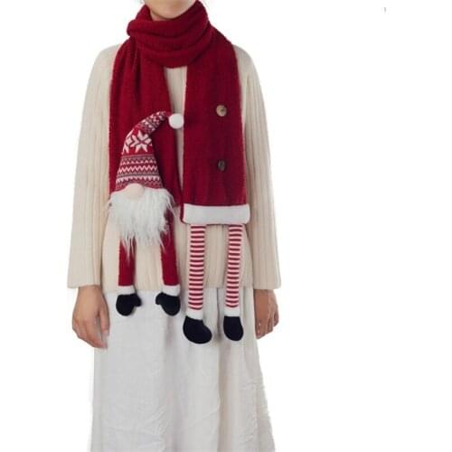 R7RC Christmas Gnome Soft Cashmere Feel Scarf Swedish Tomte Gnome Long Scarves Unisex