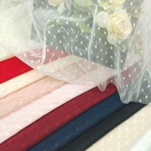 Black Dot Polka Dot Lace Sexy Tulle Fabric Dress Shirt Apparel Fabric, White, Red, Beige, Pink and Blue,by sale the meter