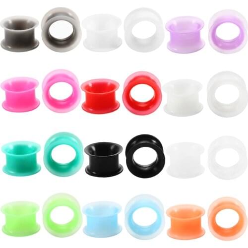 3-25mm 24Pcs/lot Silicone Ear Plugs Tunnels Double Flared Ear Gauges Lobe Expander Stretcher Earrings Piercing Body Jewelry