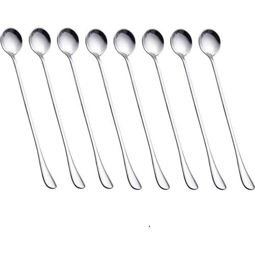 Modern Simplicity Long Handle Round Ice Spoon 304 Stainless Steel Honey Spoon Multifunction Tea Ladle Measuring Salt Spoons