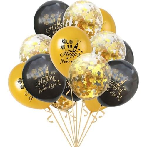 15pcs/set Happy New Year Latex Balloons Celebration Confetti Clear Ballons for 2021 New Year Party Decoration Inflatable Globos