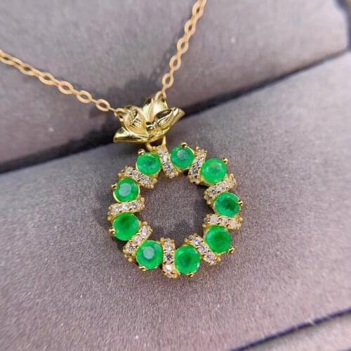 High Quality 100% Natural And Real Emerad Necklace Pendant 925 Sterling Silver Fine Jewelry
