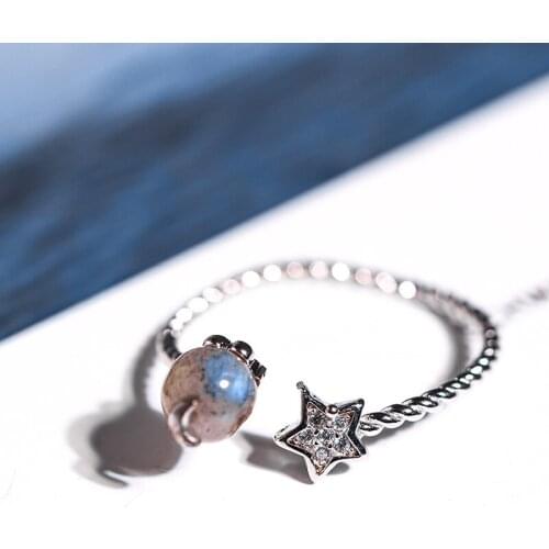 WYJZY Mosaic Crystal Star Open Ring Simple Student Style Wear Ring Beautifully Dressed with Jewelry Birthday Surprise Gift