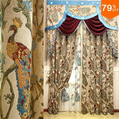 Hotel furniture curtain Jungle Tree And Peacock Luxury Mode Design Match curtains for living room Artist Drapes curtains