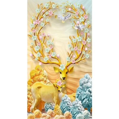Animal Elk Deer Diamond Painting Hallway Round Full Drill Floral Nouveaute DIY Mosaic Embroidery 5D Cross Stitch Home Decor Gift