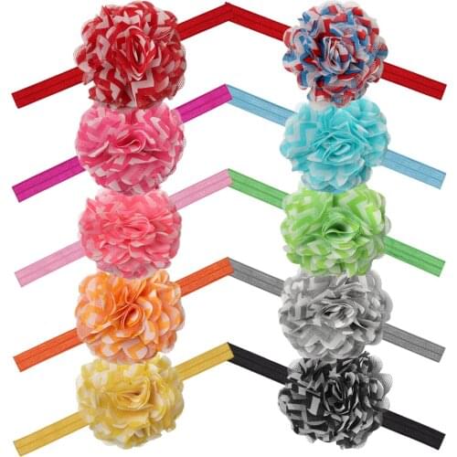 1 PC Multilayer Chiffon Flower With Soft Headbands Girls Floral Elastic Head Band Colorful Handmade Hair Accessories