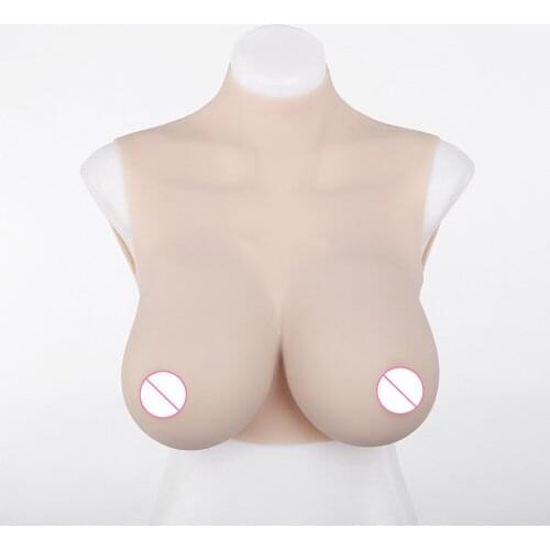 1pcs A-D Cup Silicone Breast Forms Type Vest Artificial Chest Enhance High Collar Half Body Solid Fake Chest For Transvestite