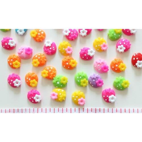 200pcs Resin Flatback Cute polka dots cabochon Strawberry Cabs -DIY cell phone decor, scrapbook, hair bow and flower centers