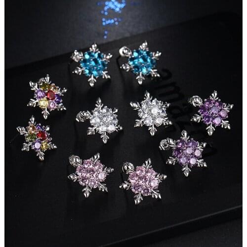 2017 NoEnName_Null Unique New Design Crystal Blue Top Grade CZ White Gold Color Earrings for Women Earrings Jewelry Ring