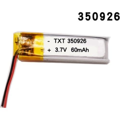 3.7V 60mAh Li-ion Battery 350926 Lithium Polymer Rechargeable Battery for MP3 MP4 MP5 bluetooth headset smart bracelet