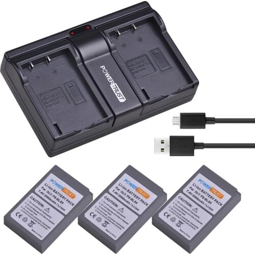 3x 2000mAh BLS-5 BLS50 BLS5 Camera Battery + Dual Charger for Olympus PEN E-PL2,E-PL5,E-PL6,E-PL7,E-PM2,E-M10,E-M10 II,Stylus1