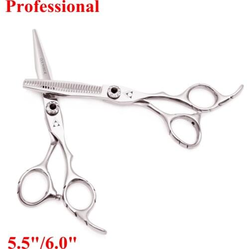 5.5 6.0 Hair Scissors 440c Japanese Steel Professional Barber Scissors Thinning Hairdressing Scissors Cutting Shears 9009