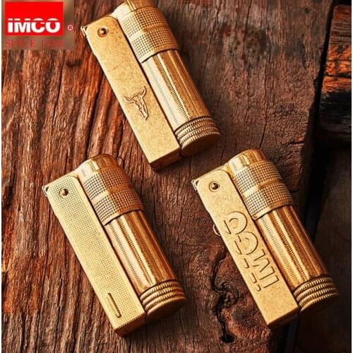 Austria IMCO kerosene lighter Flint grinding wheel firestone windproof original copper Machine brass old-fashioned smoke lighter