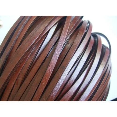 Free shipping 100m 6mm black/dark brown Real Flat Leather Cord Bracelet Genuine Leather Cord, Jewerly Leather String Cord