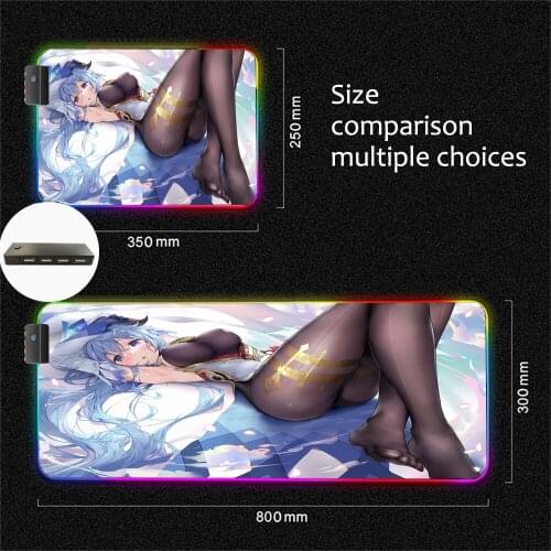 Mairuige RGB Gaming Large Mouse Pad With 4-Port USB Hub LED Large Mousep XXL Laptop Computer Mousepad for Genshin Impact