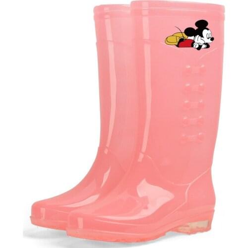 Disney Big Children Cartoon Mickey Mouse Frozen Princess Girls Adult Womens Non-slip Soft-soled Rain Boots Rain Boots