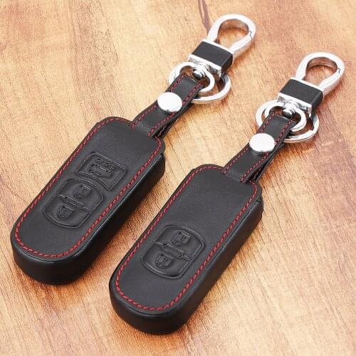 AndyGo 2/3BTN Genuine Leather Car Key Case Protect for Mazda 2 3 5 6 8 CX-3 CX-4 CX-5 CX-7 CX-9 Atenza Axela MX5 Fob Cover Set