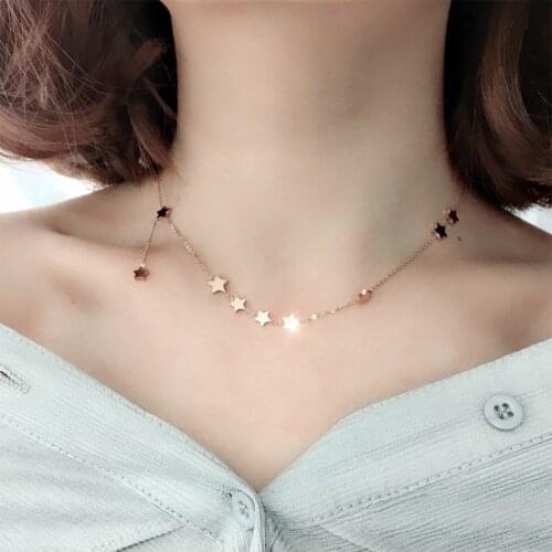 High Quality Titanium Steel Star Choker Clavicle Chain 2019 Fashion Jewelry Necklaces for Women Gold Color Girls Gift Simple