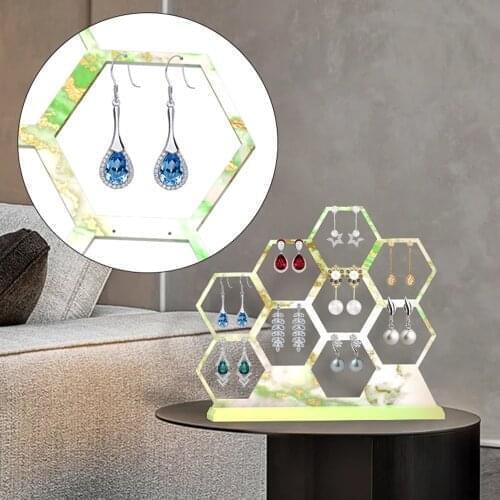 DIY Hollow Hexagon Earring Hanger Silicone Mold Simple Jewelry Storage Epoxy Resin Mold For Home Decoration Crafts Ornaments