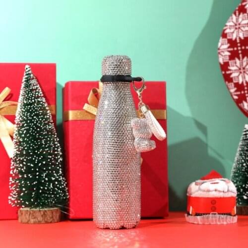 Stainless steel double wall insulated vacuum glitter water bottle perfume bottle diamond crystal water bottle