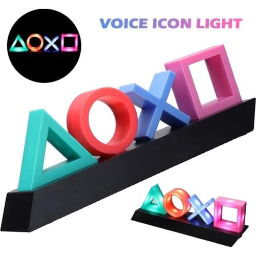 Gaming Icon Light Modern Room Sound Control Atmosphere Light Mood Breathing Night Lamp LED Lighting for Kids Bedside