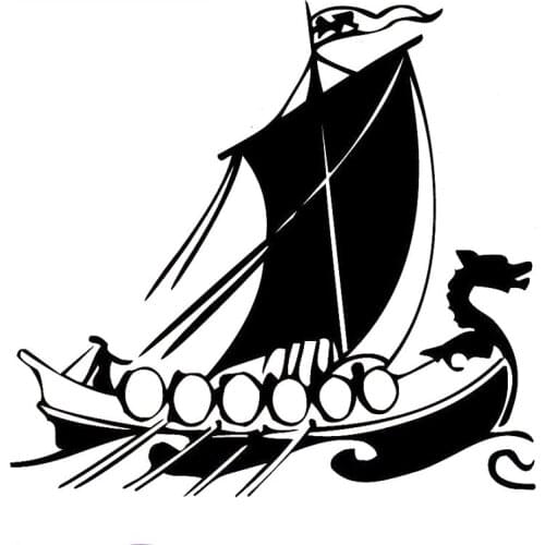 Dragon Head Viking Ship Interesting Vinyl Decals Car Stickers Black/Silver Car Accessories,20cm*18cm