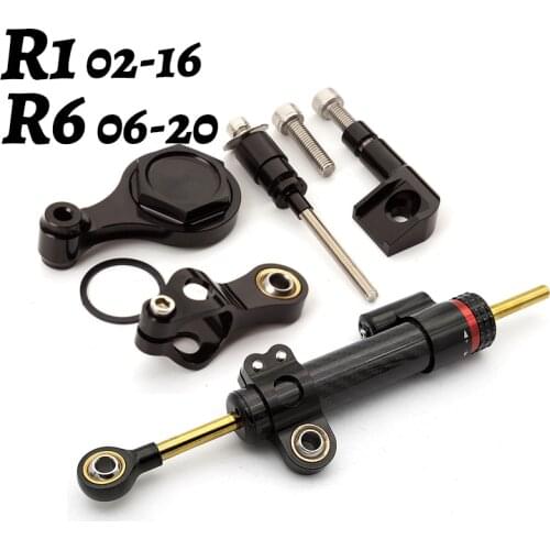 Carbon Steering Damper Stabilizer Motorcycle For YAMAHA YZF R1 02-16 YZF R6 06-20 Directional Dampers Mount Bracket Support Kit