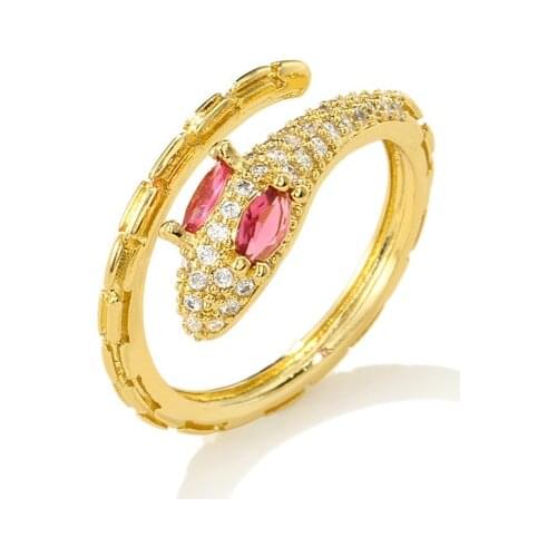 Retro Punk Snake Ring For Women Girl Trendy Gold Color Opening Adjustable Rings Anillo Hombre Bijoux CZ Jewelry