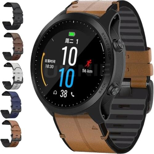 For Forerunner 935 945 Strap Leather Band for Garmin Fenix 6 6Pro 5 5Plus S62 Watchband Quick Release Easy Fit Wristband correa