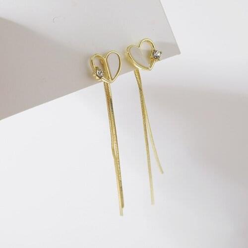 Sweet Girl Earrings Fashion New Temperament Net Red Long Simple Love Crystal Tassel Earrings Womens Wholesale Wholesale