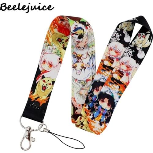 Cartoon Inuyasha Anime Keychain Lanyards Id Badge Holder ID Card Pass Gym Mobile Phone Badge Holder Key Strap Webbings Ribbons