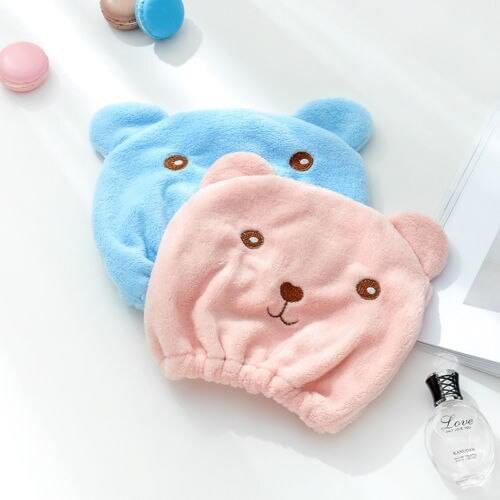 Cartoon Hair Turban Quickly Dry Hair Hat Towel Head Wrap Shower Cap Microfiber Bathing Cap Bathroom Accessories for Bath-Spa