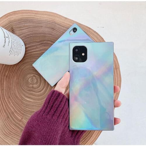 Soft Silicone IMD Cases Back Cover Phone Case for iPhone 6 6s 7 8 Plus 11 11Pro Max X XR XS Max Square Laser Rainbow Case