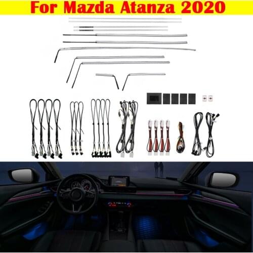 Car Ambient Light Set Decorative 64-Color illuminated Atmosphere Lamp LED Strip For Mazda Atanza 2020 Button Control