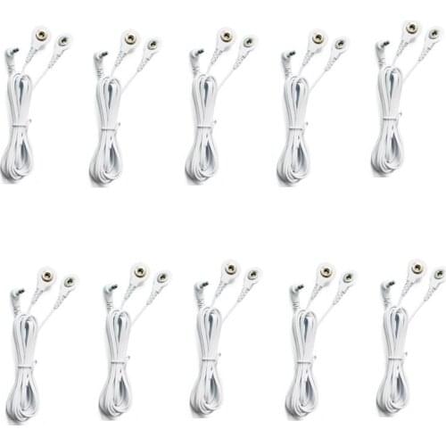 Lot 10pcs DC 3.5mm Plug 2 Way Massage Connection Electrode Wire Lead Cable Replacement Digital Full Body Massager