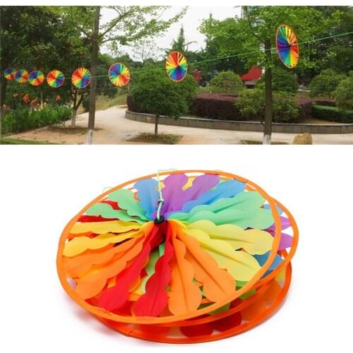 New Rainbow Wheel Windmill Wind Spinner Whirligig Garden Home Lawn Decoration