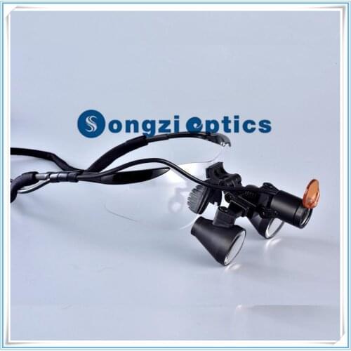 Songzi Optics (2.5X 3X 3.5X Optional) Black Frame Binocular Surgical Dental Loupes and Led Headlight Come with a Yellow Fliter