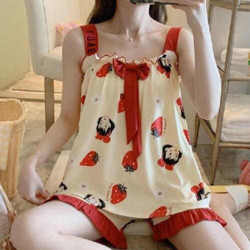 AECU Sexy Women Cotton Sleepdress Lingerie Colorful Nightdress Soft Print Thin Female Underwear Nightgown Home Wear
