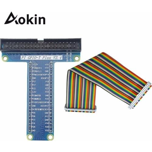 Aokin Gpio T Type Expansion Module Board Adapter with 40 Pin Gpio Female To Female Rainbow Cable For Raspberry Pi3 / 2 Model B