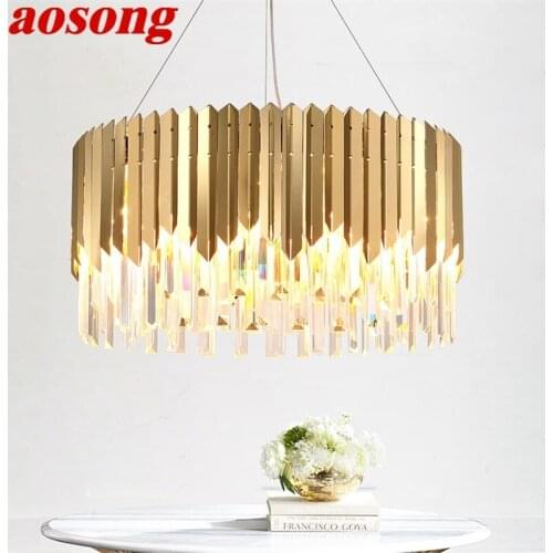 AOSONG Ceiling Chandelier Crystal Gold Modern Luxury LED Home Decorative Fixtures For Living Room Dining Room Villa Duplex