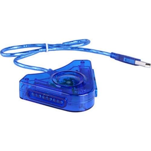 PS2 wired gamepad to USB converter PS2 to PC connection adapter one for two blue triangle connection adapter