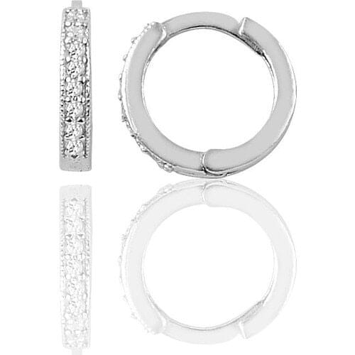 Willowy Si̇lver Silver 12 mm Zircon Cubic Zirconia Hoop Earrings