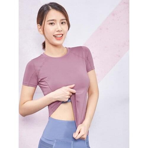 Yoga Crop Top Clothes Womens Summer Short Sleeve Elastic Fit Sports Top Running Clothes Yoga Top Deportivo Mujer Camisetas