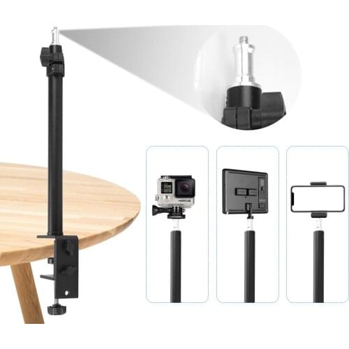 Universal Adjustable Table Desk C Clamp Mount Stand Cantilever Stand Cross Arm Weight Bag for Microphone Smartphone Ring Light
