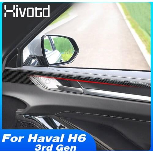 Car Inner Door Trim Decoration Interior Door Handle Strip Stickers Stainless Steel Panel Styling For Haval H6 2021 Accessories