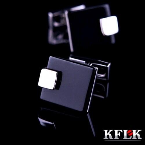 KFLK Luxury shirt cufflinks for mens Gifts Brand cuff buttons Black Simple cuff links High Quality abotoaduras Jewelry