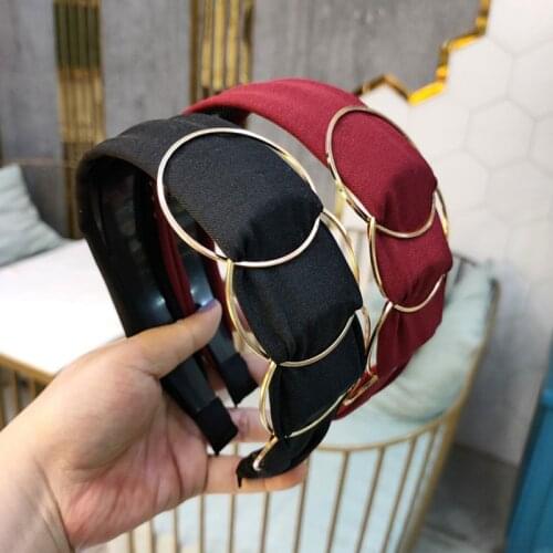 New Girls Adult Hairband Solid Big Gold Rings Headband Solid Soft Headband Non-slip Teeth Hair Band Women Hair Accessories
