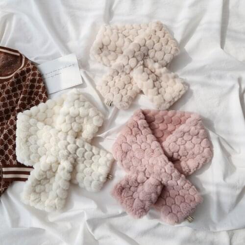 Winter Womens Plush Scarf to Keep Warm, Lovely Love Rabbit Fur Baita Bib