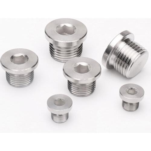 1/8" 1/4" 3/8" 1/2" 3/4" 1" 1-1/4" 1-1/2" 2" BSPP Male 304 Stainless Steel Countersunk Plug Solid With Flange Hex Head