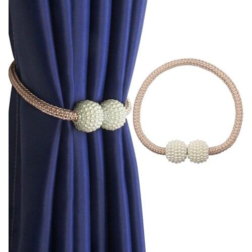 1Pc Magnet Curtain Tieback Pearl Lace Curtain Cilp Buckle Magnetic Tie backs Holdback Accessories Curtains Holder Buckle Rope